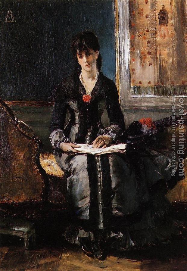 Alfred Stevens : Portrait of a Young Woman